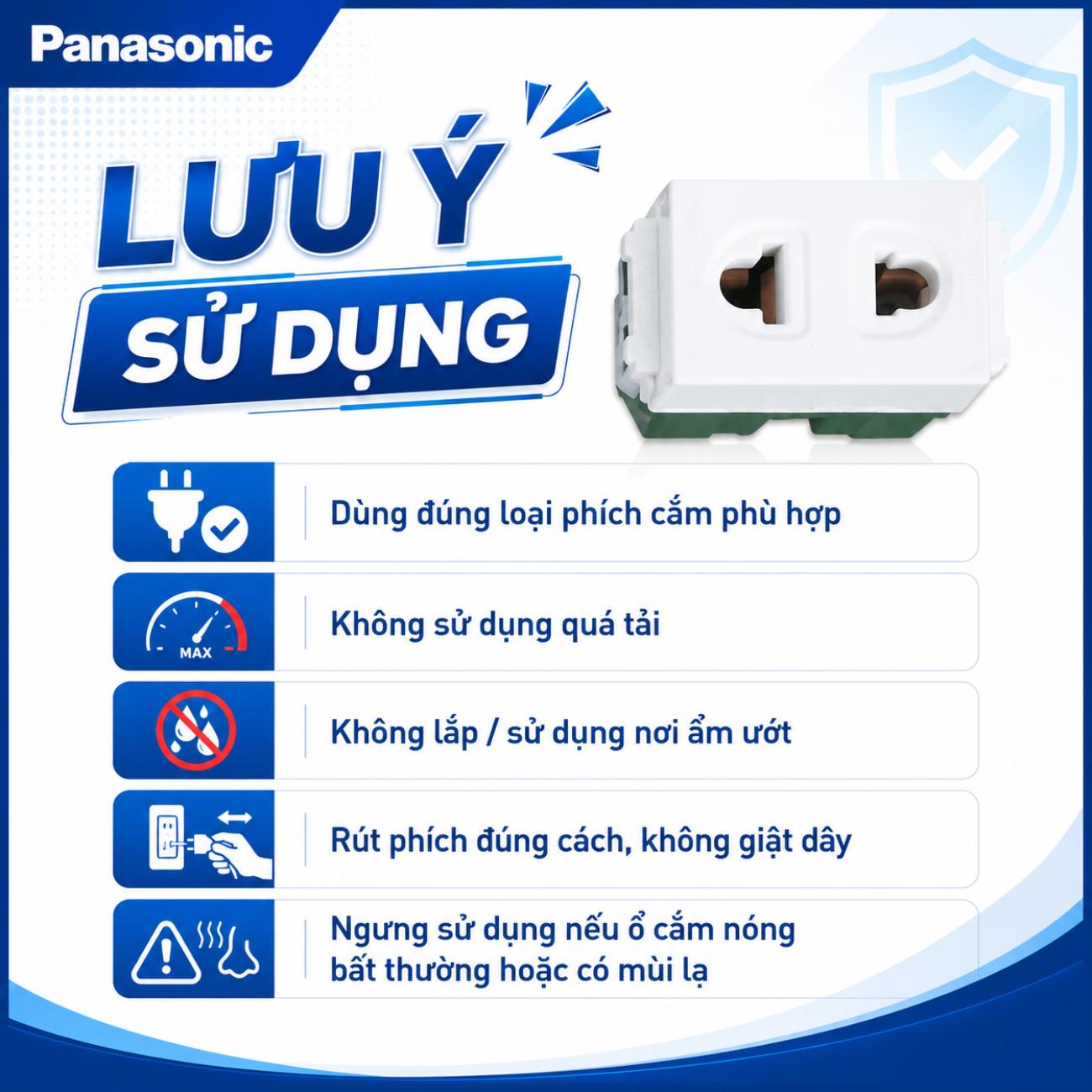 Ổ cắm đơn Panasonic không màn che 250VAC-16A